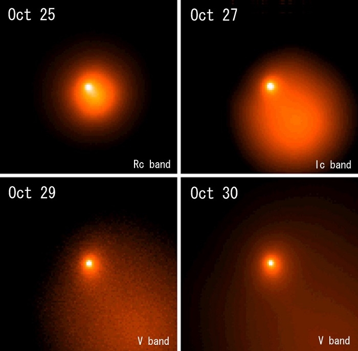 ホームズ彗星中心付近の10月25日から30日の変化