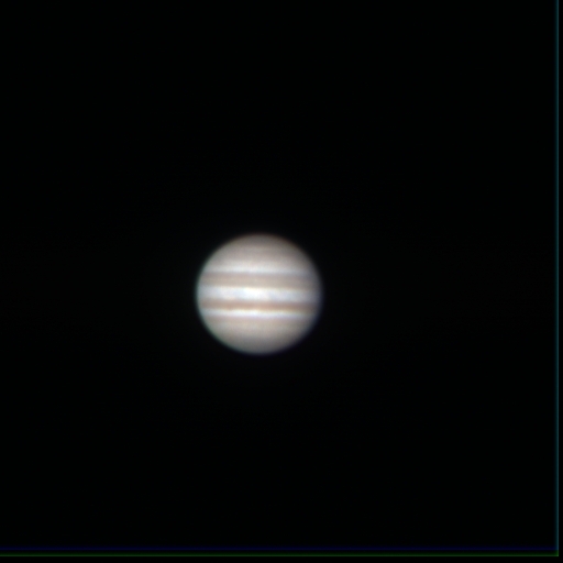 木星(2009年 高速カメラにて撮影後、三色合成)