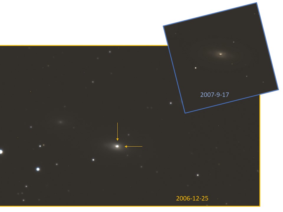 図1 超新星 SN 2006gy のすばる望遠鏡FOCASによる画像 超新星 SN 2006gy の画像