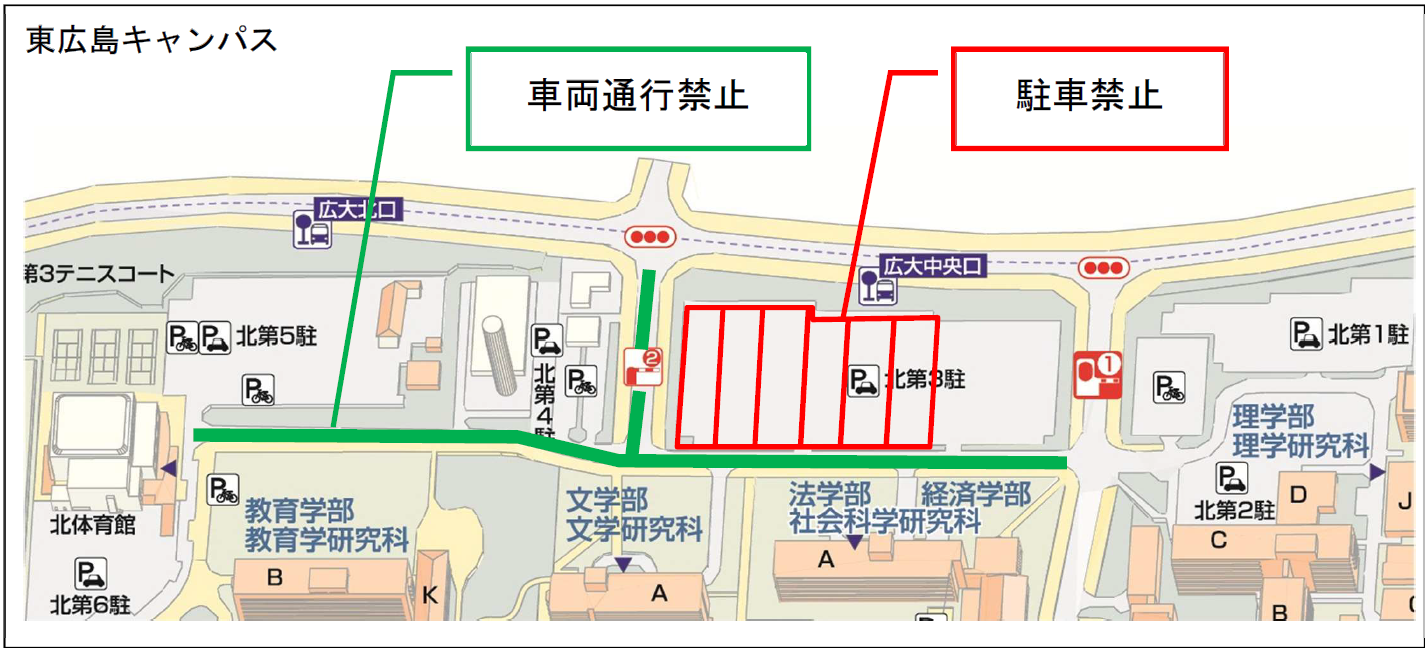 車両の通行・駐車規制について（東広島キャンパス）