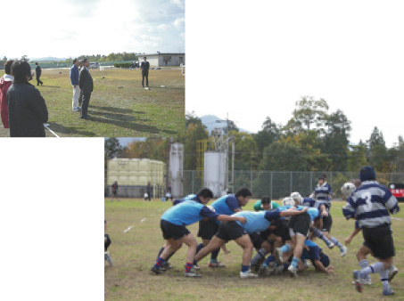 学長激励とラグビー競技の模様