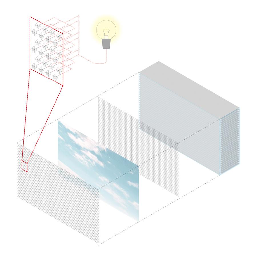 三層からなる建物外観のイメージ図