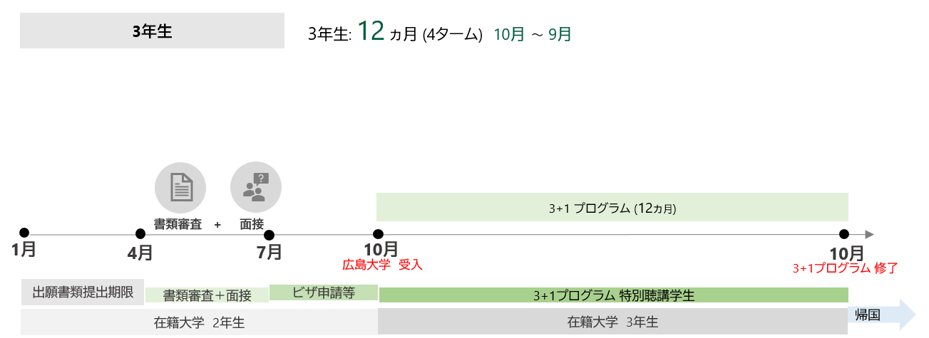 プログラム期間（3年次生：12か月間）
