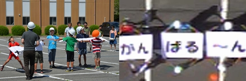 大弾幕の準備と気球カメラからの空撮画像