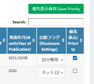 公開フラグ・優先表示設定方法