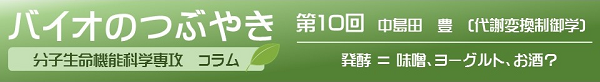 バイオのつぶやき第10回中島田豊教授「発酵＝味噌、ヨーグルト、お酒？」