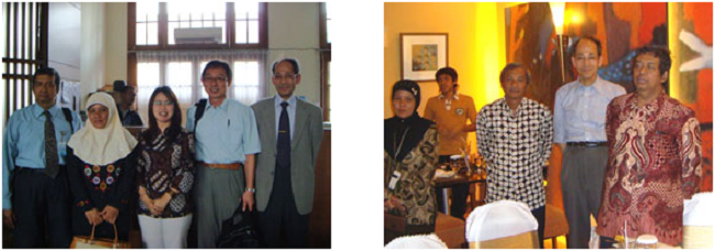 左：国際部を訪問 右：夕食会（右端がSUSAMOTO農学部長，右から2人目が正岡教授）