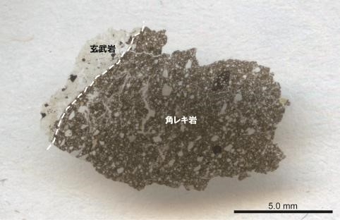 図１．アポロ１５号の宇宙飛行士が地球に持ち帰った月表層の岩石試料（試料番号： Apollo 15299）。