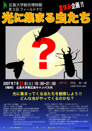 広島大学総合博物館第３回フィールドナビ「光に集まる虫たち」
