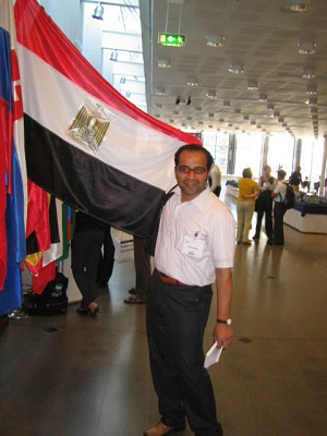 Ahmed Askora with Egyptian flag