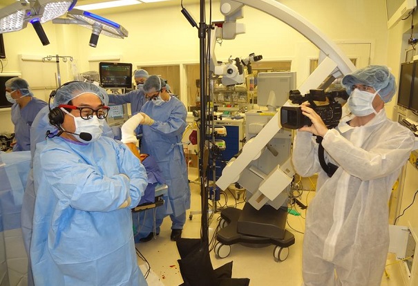 A scene of live surgery at State University of New York