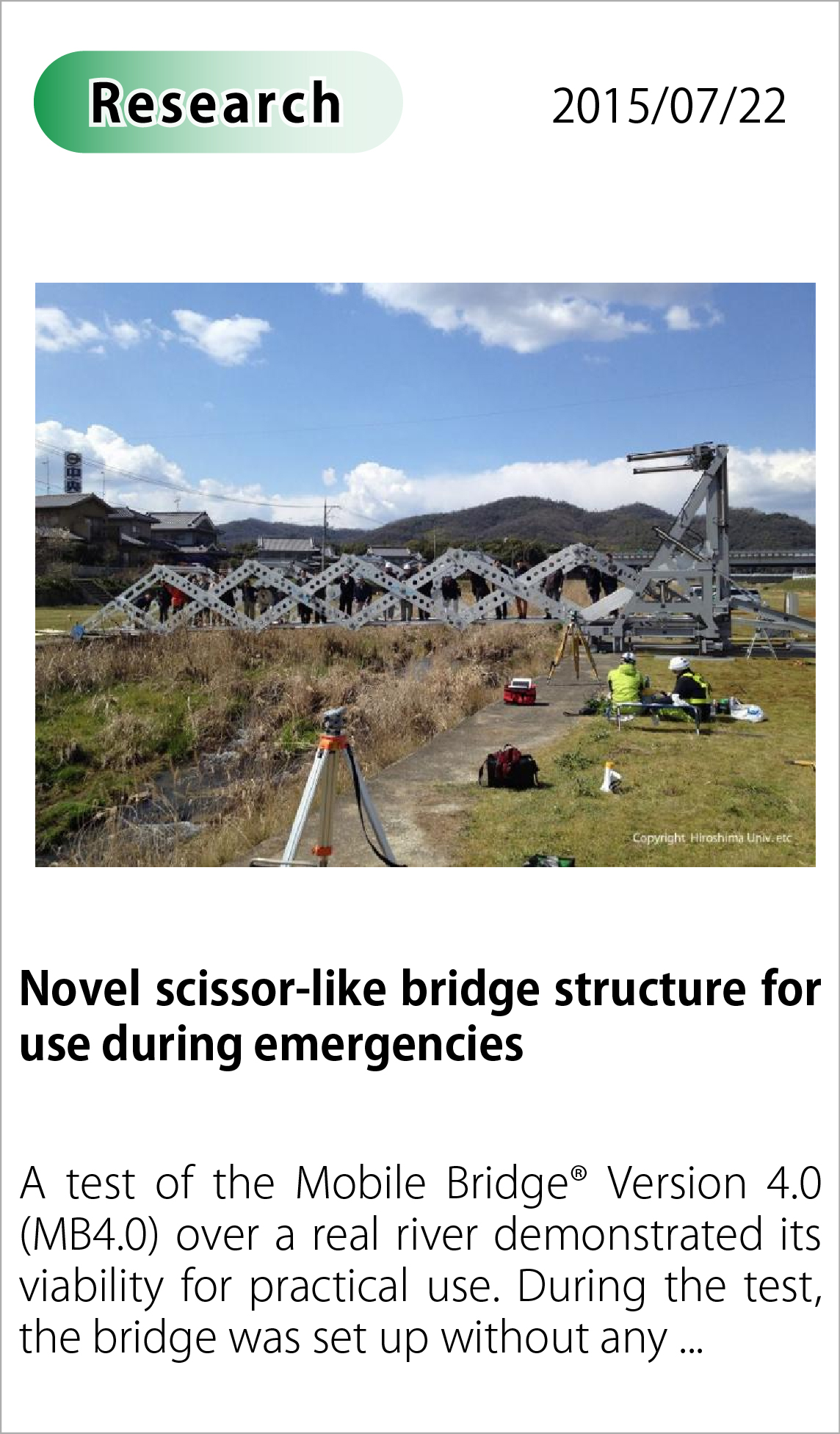  Novel scissor-like bridge structure for use during emergencies