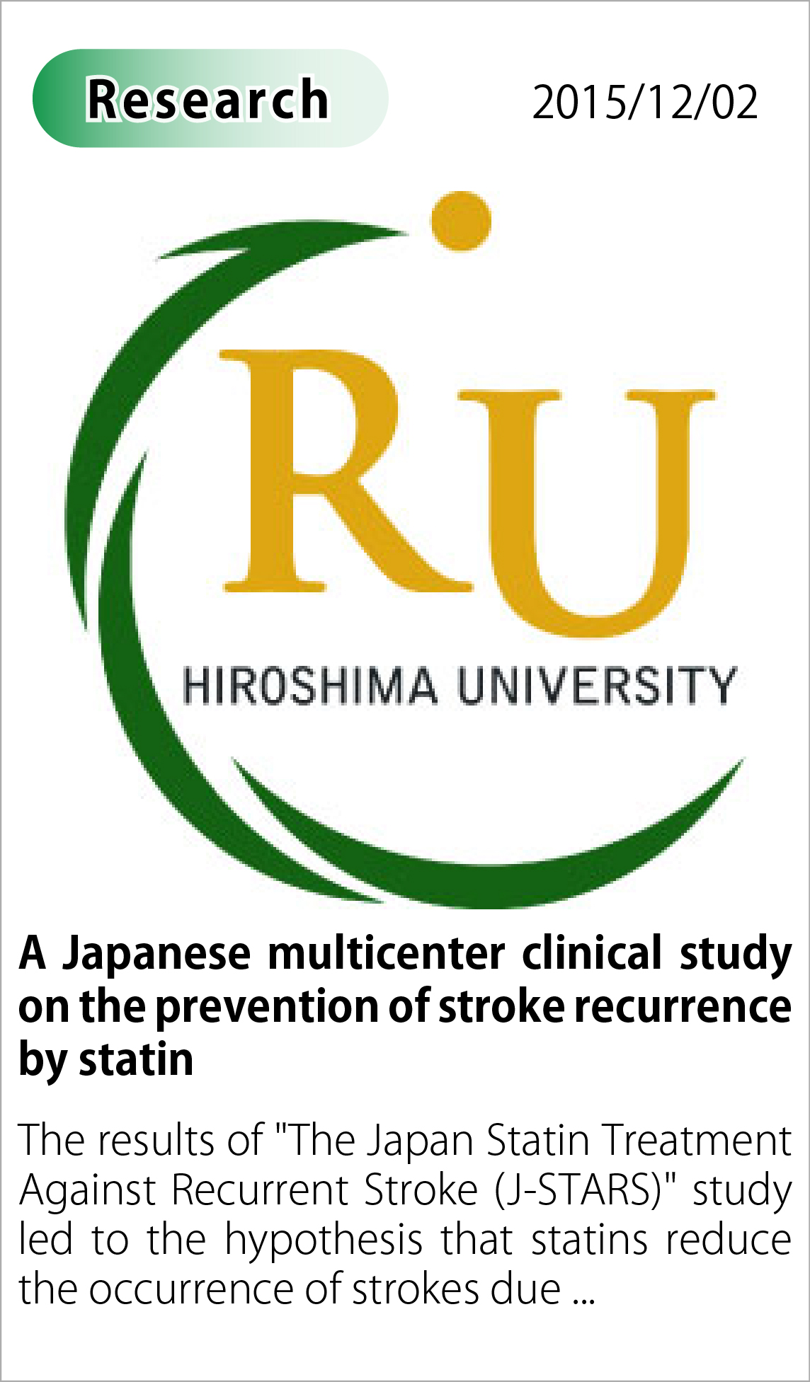 A Japanese multicenter clinical study on the prevention of stroke recurrence by statin