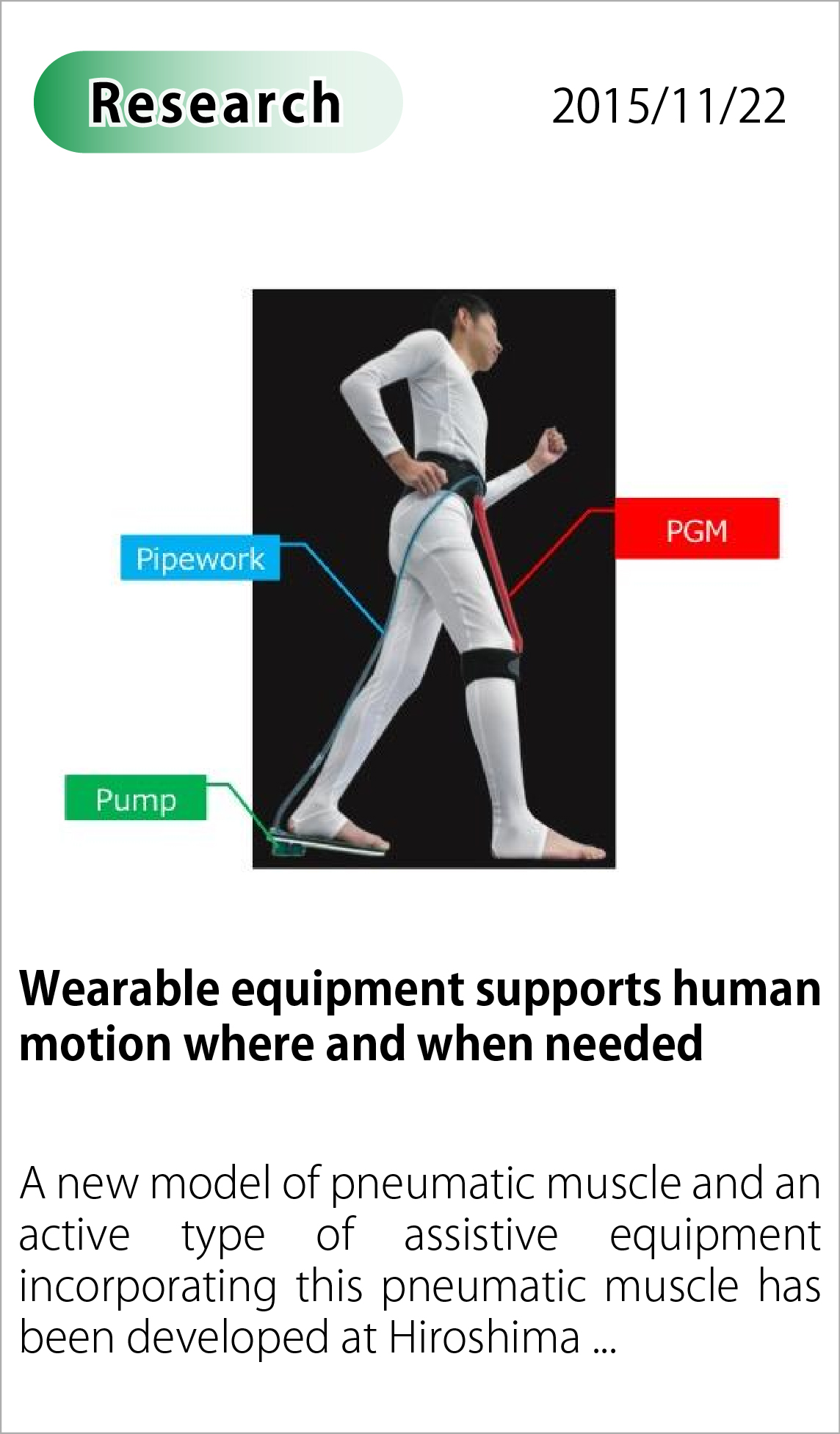 Wearable equipment supports human motion where and when needed