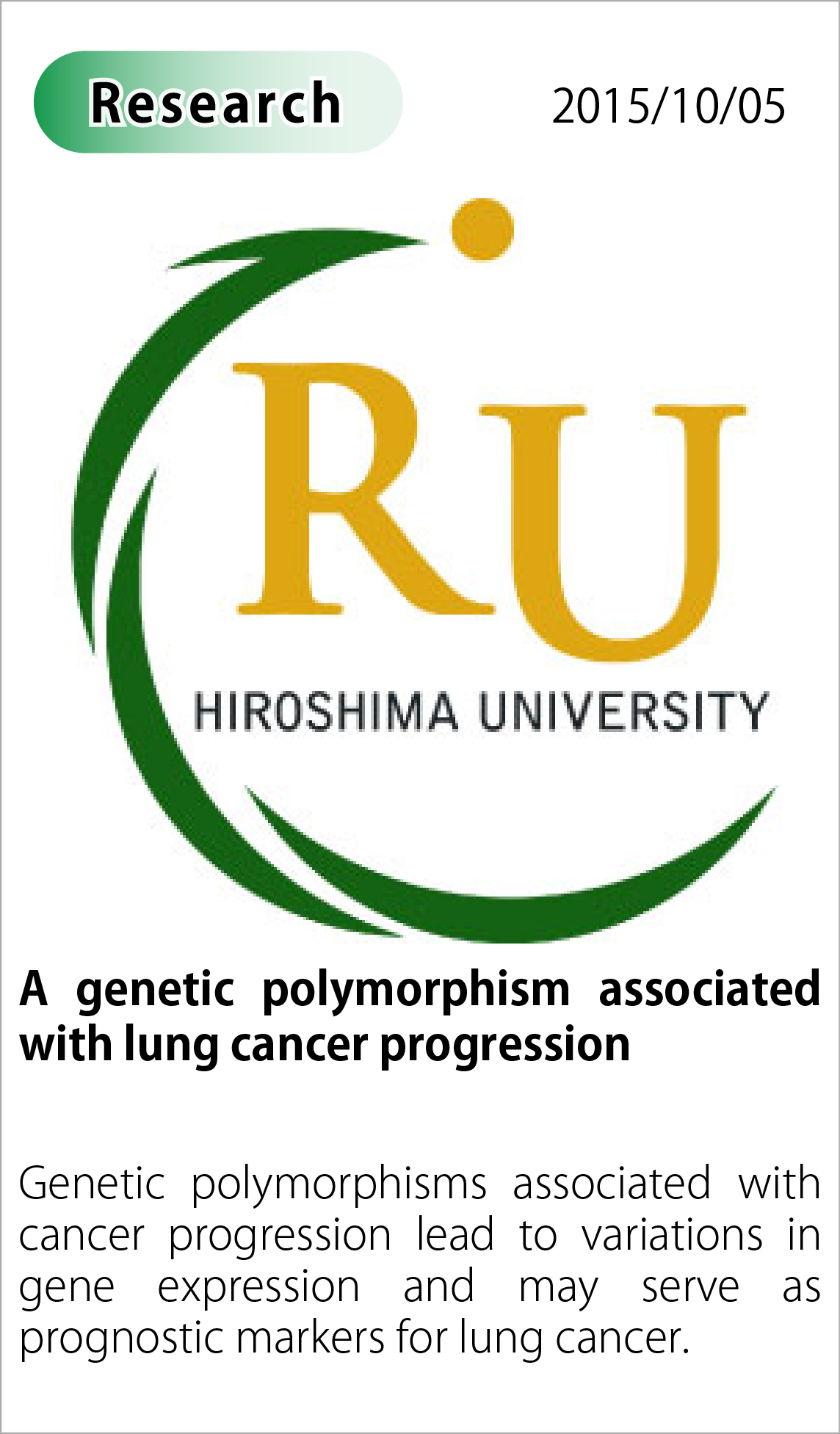 A genetic polymorphism associated with lung cancer progression