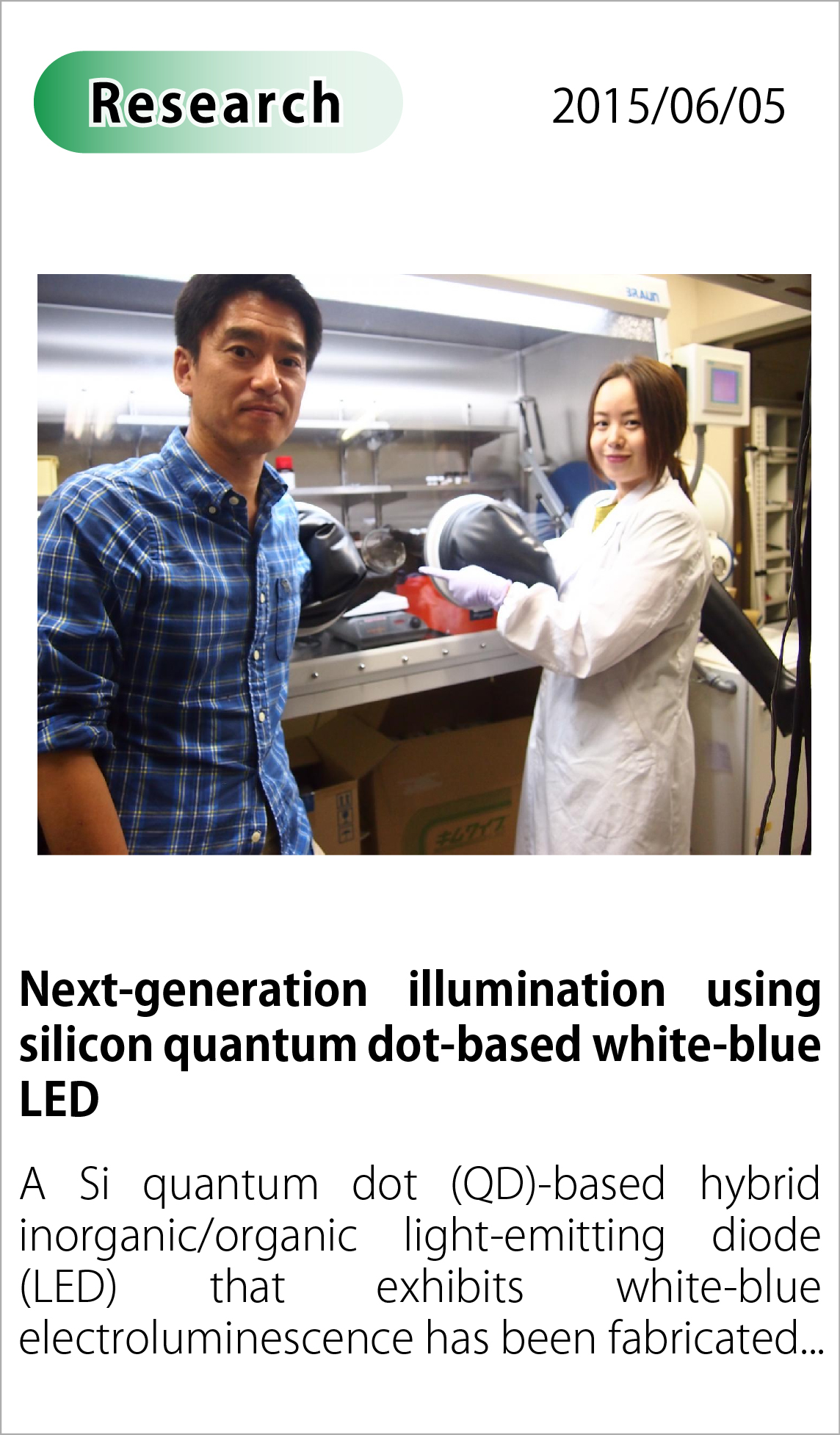 Next-generation illumination using silicon quantum dot-based white-blue LED