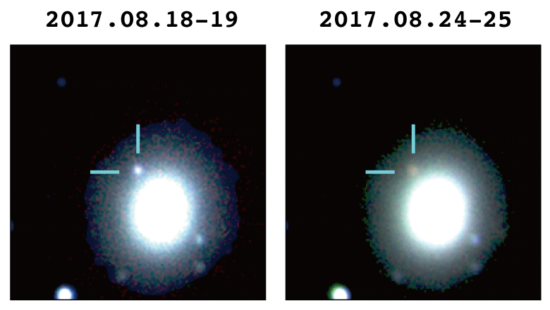 図2 J-GEMによる重力波源GW170817の観測 図2 J-GEMによる重力波源GW170817の観測